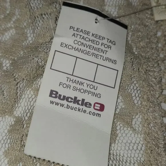 Daytrip Buckle Lace Flyaway Cardigan Large Cream Floral Sheer Open Front NWT - Picture 11 of 13